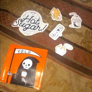 Collectible skull and dog stickers